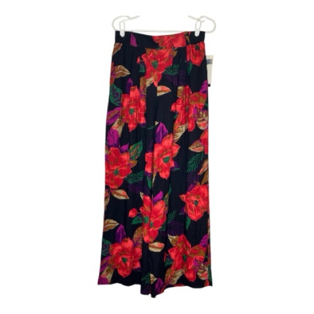 Vtg 90s Norton McNaughton Tropical Floral Skort Wide Leg Palazzo Rayon NOS